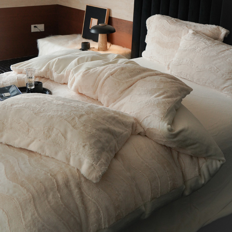 仿兔毛绒床单被套四件套