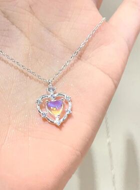 爱心项链女女渐变爱心锁骨链