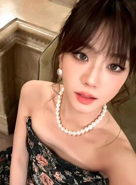 jisoo金智秀同款珍珠项链施家法式优雅百搭轻奢高级感项圈锁骨链