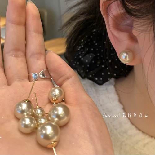 香槟珍珠耳钉2026新款轻奢风