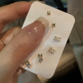 H字母耳钉女纯银小巧精致耳环2024年新款 6件套 爆款 潮网红耳饰