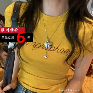 钛钢不掉色甜酷风黑爱心项链 冷淡风银色心形锁骨链韩系ins风颈链