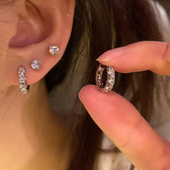 到手4件 锆石耳钉女气质耳环2024年新款 潮小众设计感高级通勤耳饰