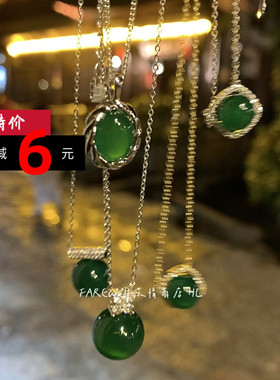 绿色玛瑙~复古玉石颈链项链女款2024新款新中式高级感锁骨链女