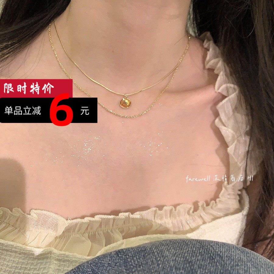古风金属风小众颈链锁骨链女高级感复古双层轻奢项链女款2025新款