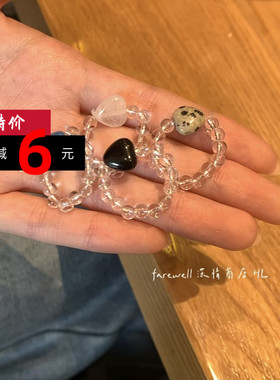 2025新款爱心戒指黑色斑点石