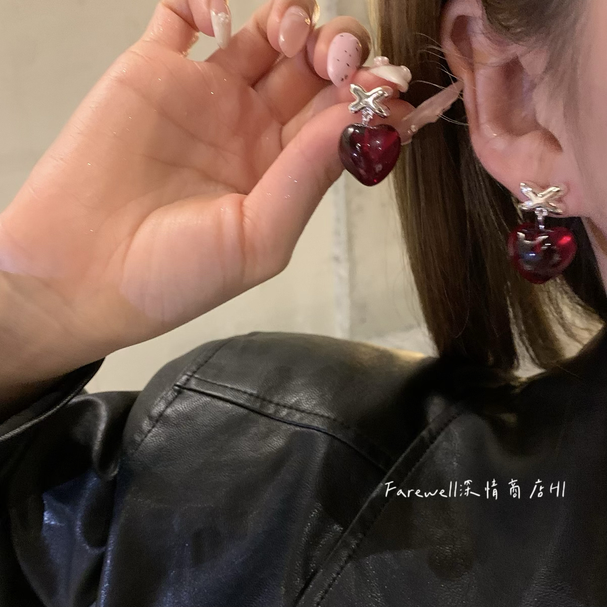 2024新款耳饰甜心少女红色独特爱心耳环小众设计感高级气质耳钉女