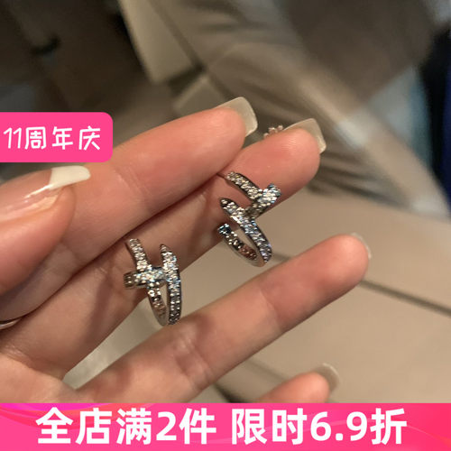 高级冷性风钉钉耳圈精致超闪