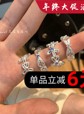 银质花朵戒指女小众设计