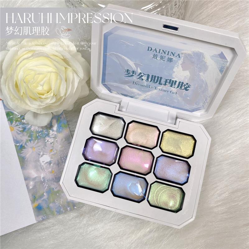 新款九宫格梦幻肌理拍拍胶彩绘胶高饱和浓稠可晕染渐变美甲甲油胶