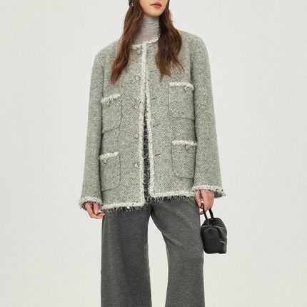 新款春季羊毛设计师小香风外套流苏粗花呢女2025上衣时尚休闲新款