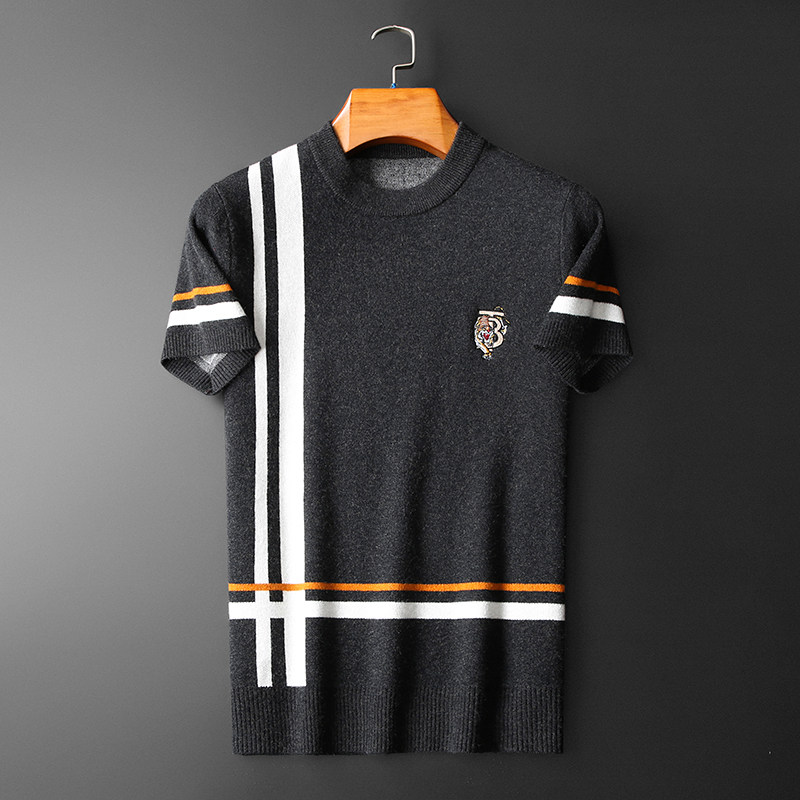 冬款2026男士圆领羊毛短袖羊毛衫针织衫毛衣打底23281p125，男装针织衫/毛衣，钱塘7038(原5007）