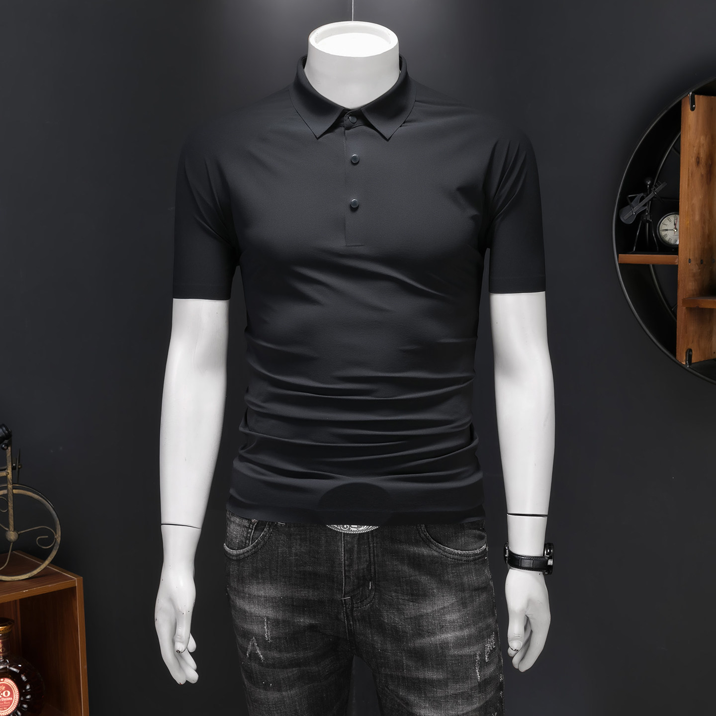 26夏季多色新款纯色商务冰丝无痕修身POLO衫翻领短袖2617-P68，男装Polo衫，钱塘7038(原5007）