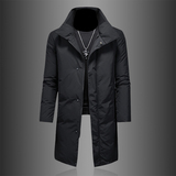 22男士立领羽绒服休闲纯色商务白鸭绒长款外套8658/p355568，男装羽绒服，钱塘7038(原5007）