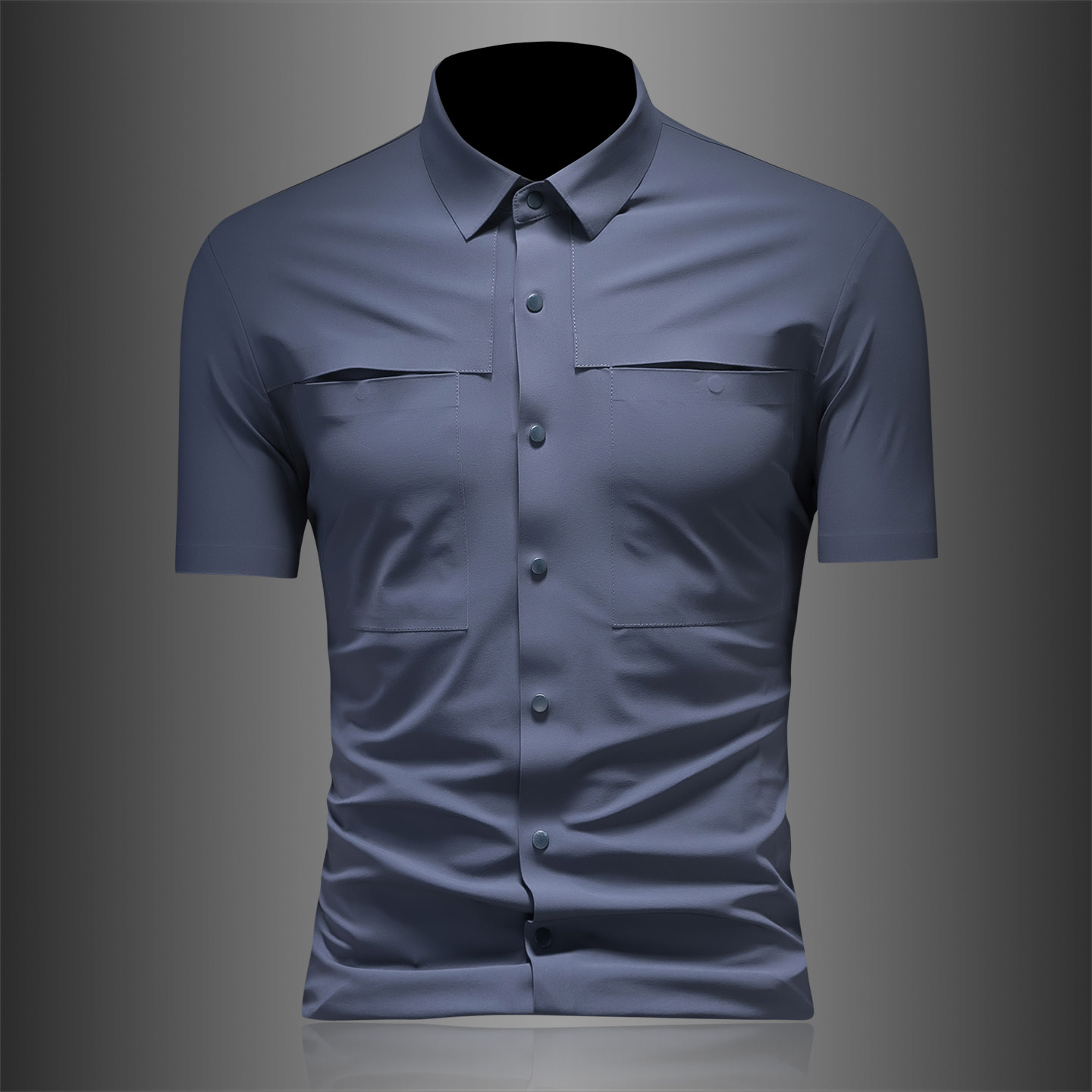 26夏季冰丝衬衫多色新款纯色商务无痕修身衬衫短袖2616-P68，男装Polo衫，钱塘7038(原5007）