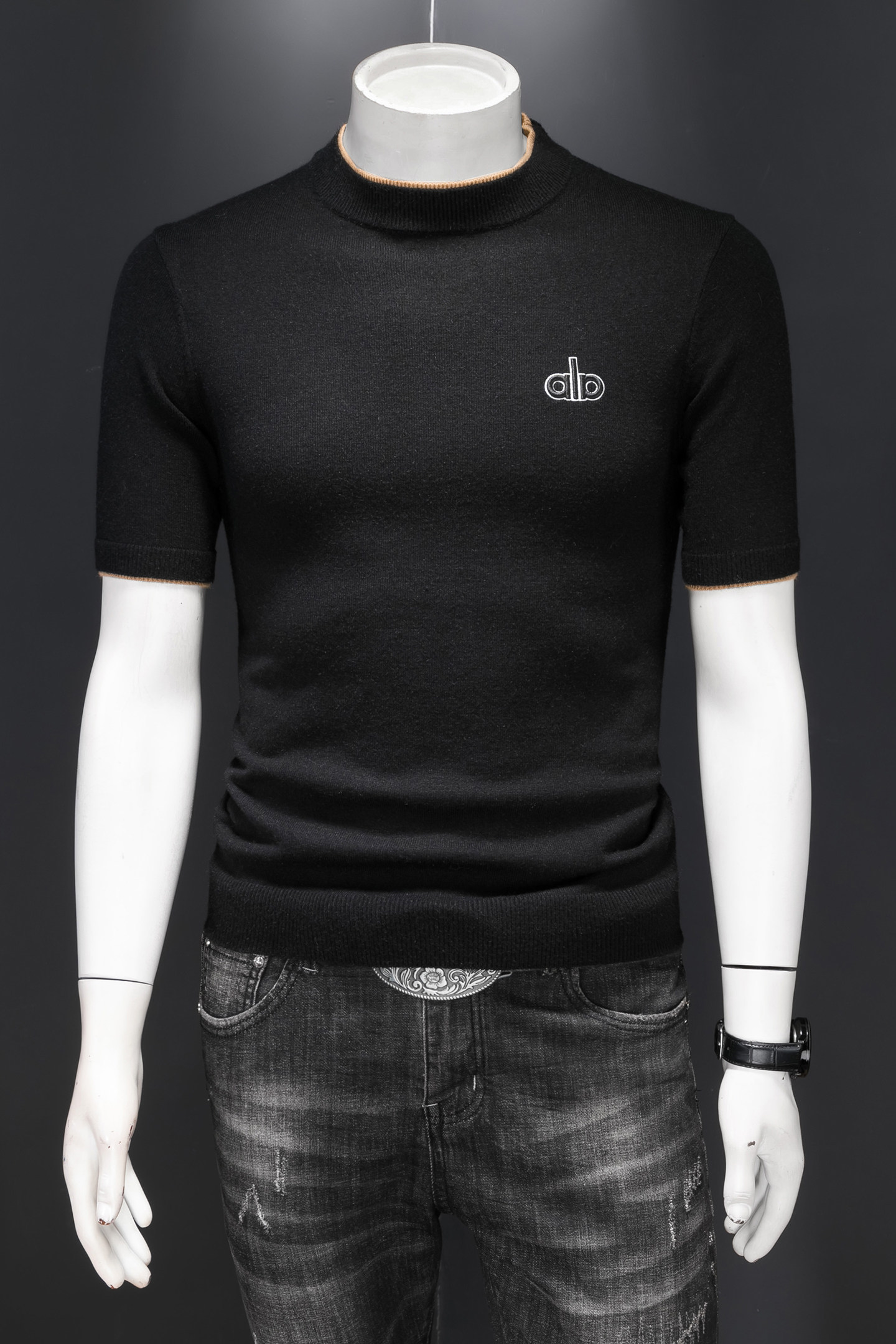 2026新款男装刺绣毛衣羊毛衫圆领针织衫打底衫25861p125长期货,男装针织衫/毛衣,钱塘7038(原5007）