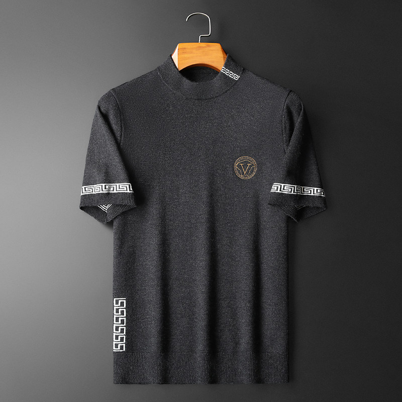 25新品秋冬男士羊毛衫半高领半袖刺绣毛衣针织衫打底衫89022p125，男装针织衫/毛衣，钱塘7038(原5007）