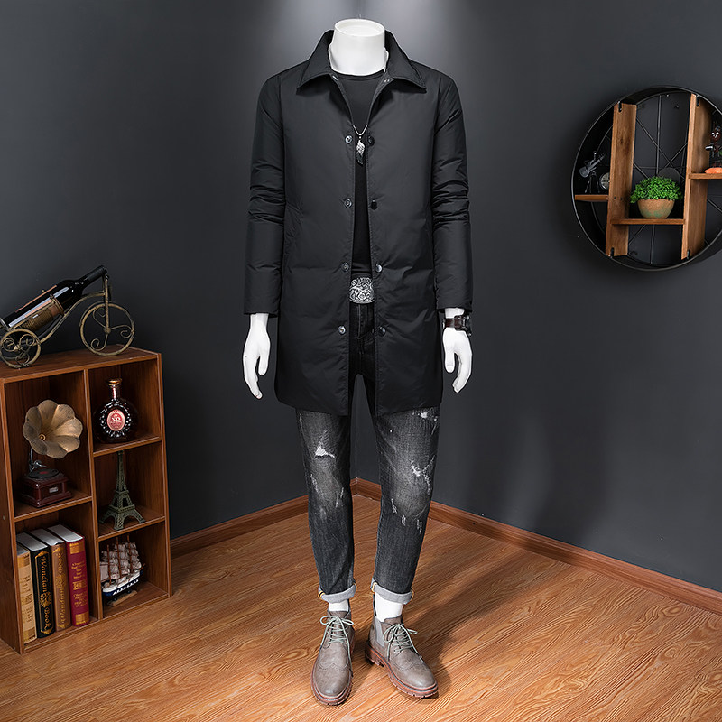 2025男士羽绒服长款白鸭绒羽绒服长款外套8653/P345长期有货,男装羽绒服,钱塘7038(原5007）