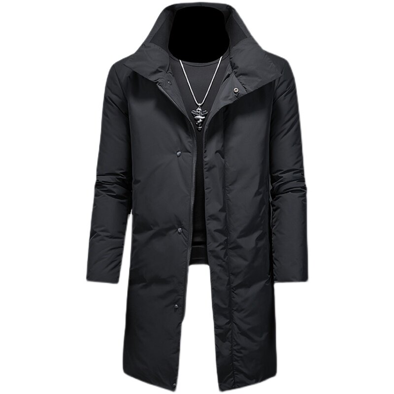 男士立领羽绒服休闲纯色商务白鸭绒长款外套8658/p355控价568,男装羽绒服,钱塘7038(原5007）