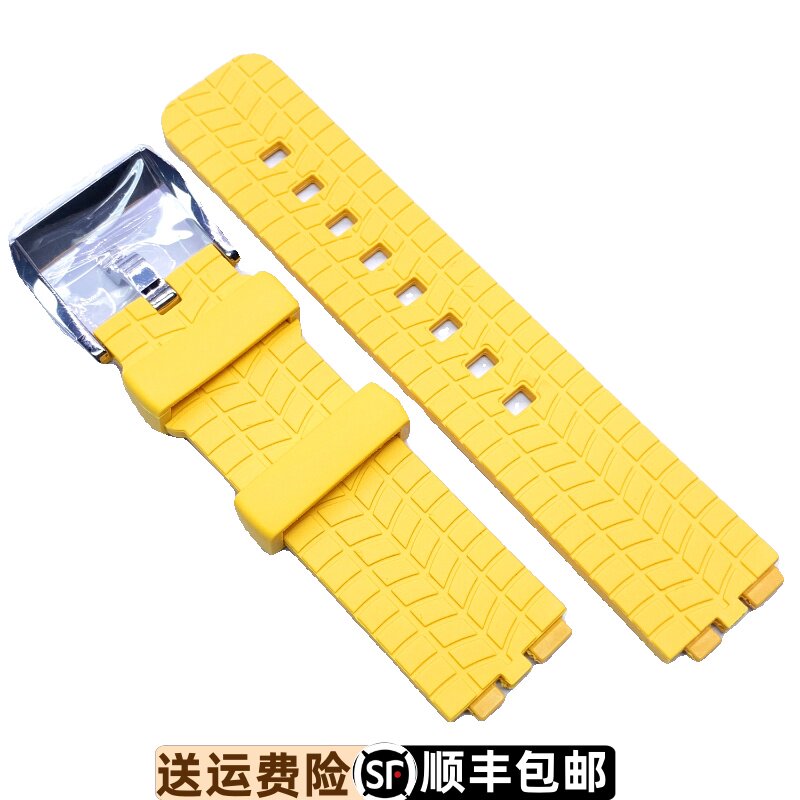 罗西尼表5981原装硅胶表带原厂正品男款黄色针扣带5982女款皮带