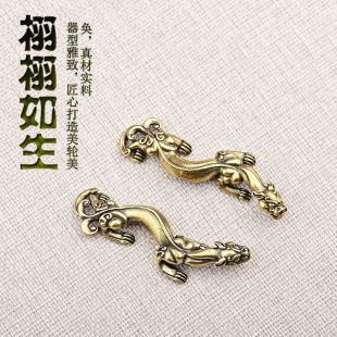 古代神兽黄铜螭龙居家招财吉祥摆件铜器办公门市生意兴隆茶宠装 饰