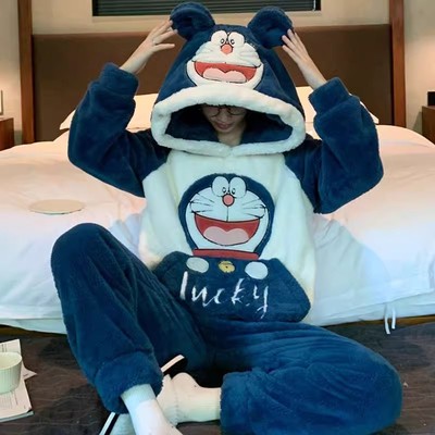 男士睡衣秋冬款冬季珊瑚绒加厚加绒法兰绒卡通家居服男款冬天套装