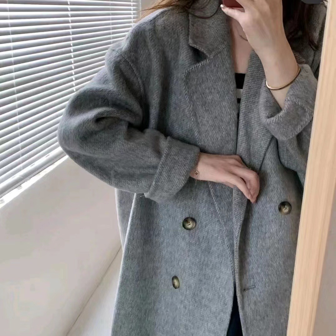 【高版本】2025秋冬双面羊绒大衣长款女廓形赫本风双面呢羊毛外套
