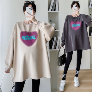 上衣2023春季 秋季 时尚 宽松卫衣连衣裙子秋装 孕妇装 T恤薄款 秋冬款