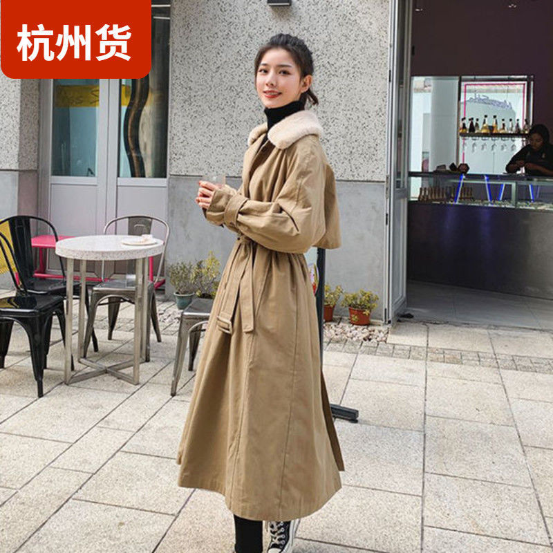 风衣棉衣女中长款韩版宽松大衣潮夹棉秋冬季加棉加厚外套加绒