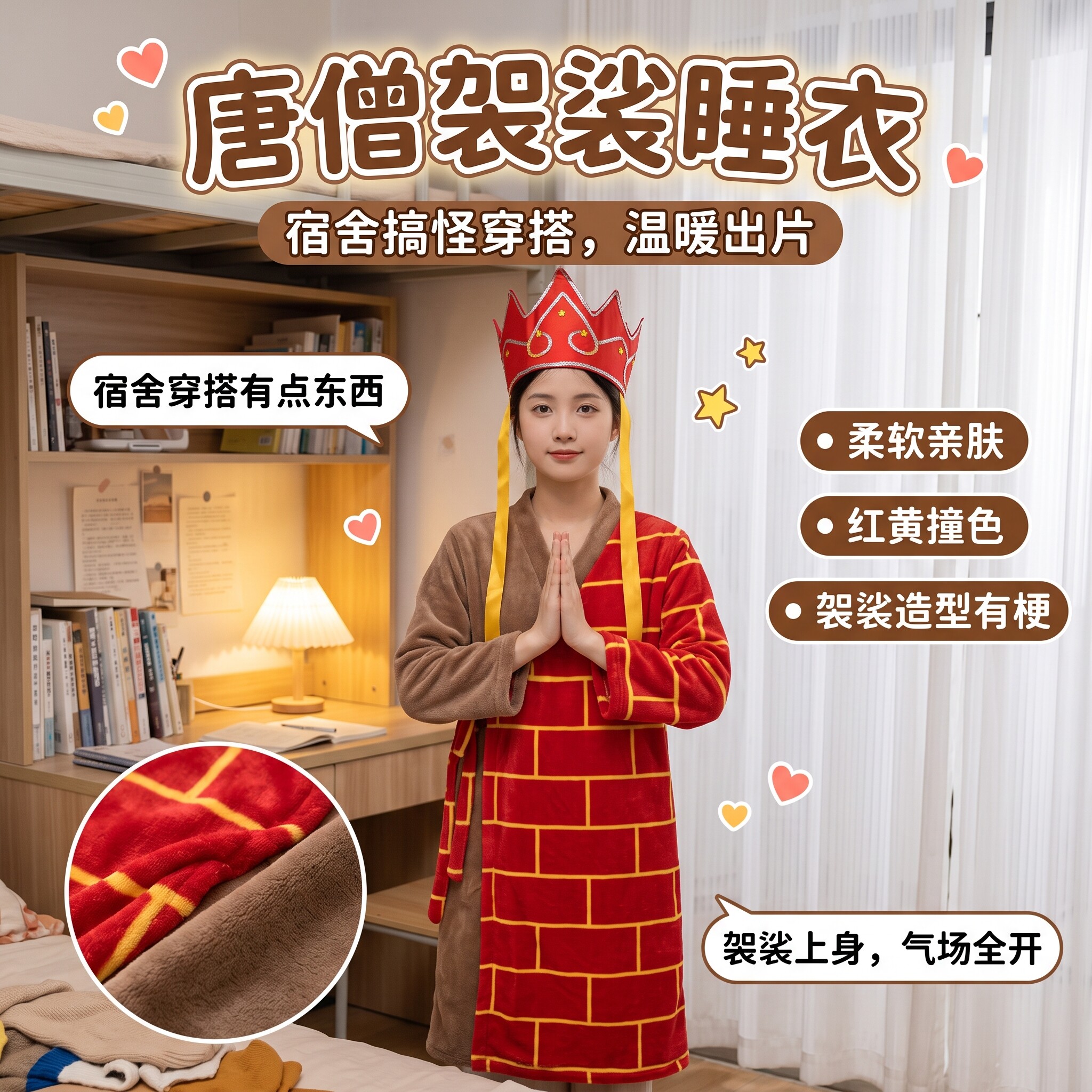 袈裟睡衣家居服睡袍冬季保暖创意时尚抽象搞怪佛系加厚浴袍礼物女