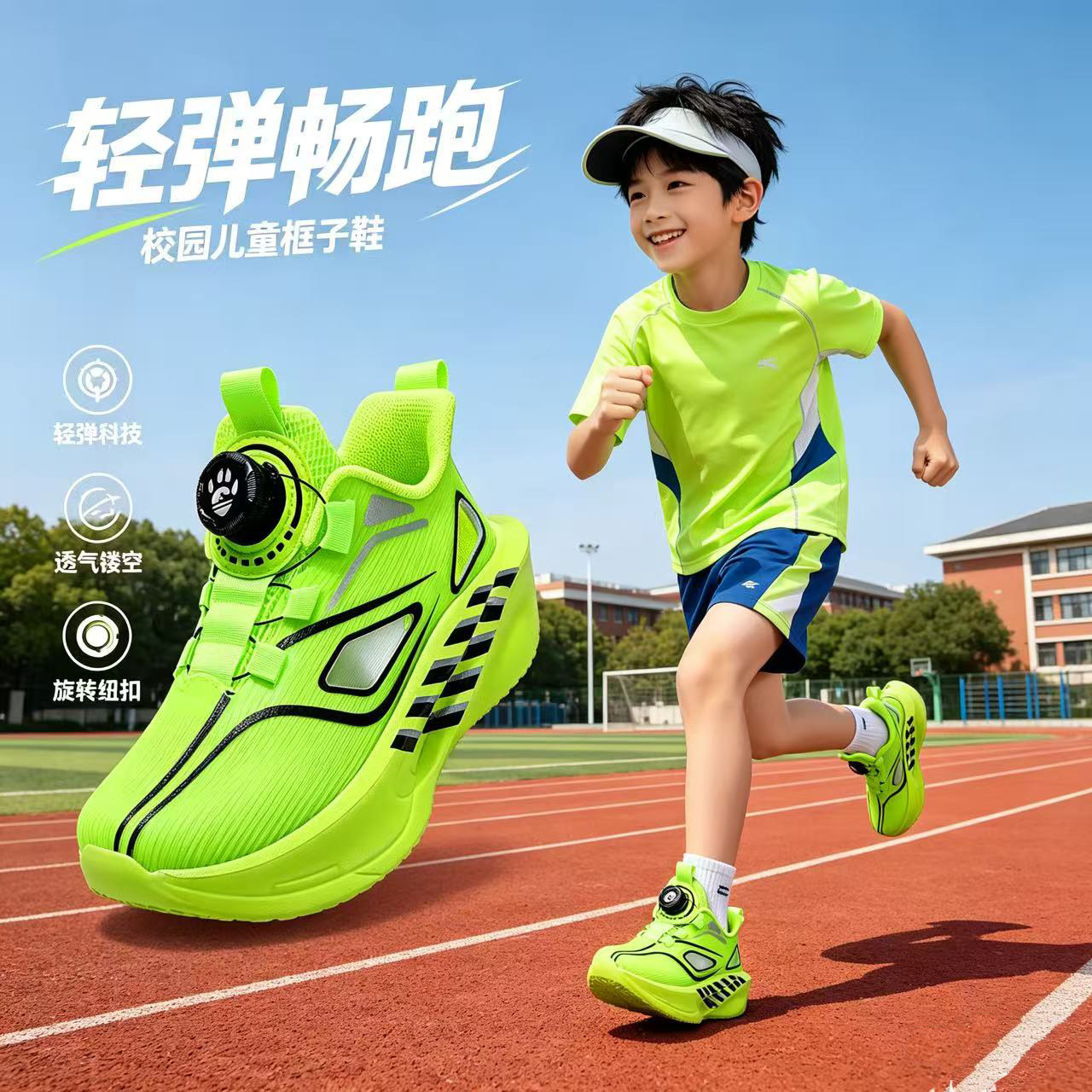 儿童运动鞋男童夏季镂空框子鞋2026款透气网面青少年专业竞速跑鞋
