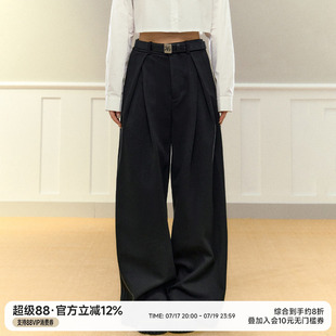 NANGOON 原创设计感不规则春夏加厚毛呢西装裤黑色休闲款式长裤女