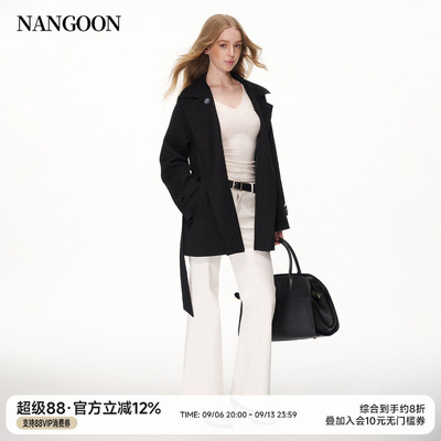 复古质感翻领斜纹百搭风衣外套