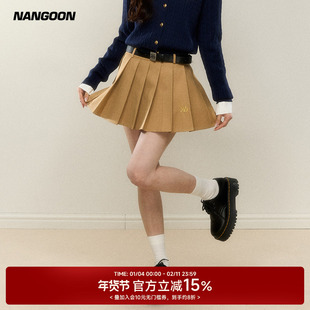 NANGOON 原创简约基础 百搭绣花百褶裙短款裙子气质设计感辣妹