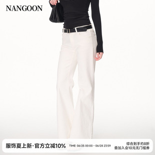 NANGOON 高腰设计白色微辣直筒裤百搭显瘦裤子女夏新款