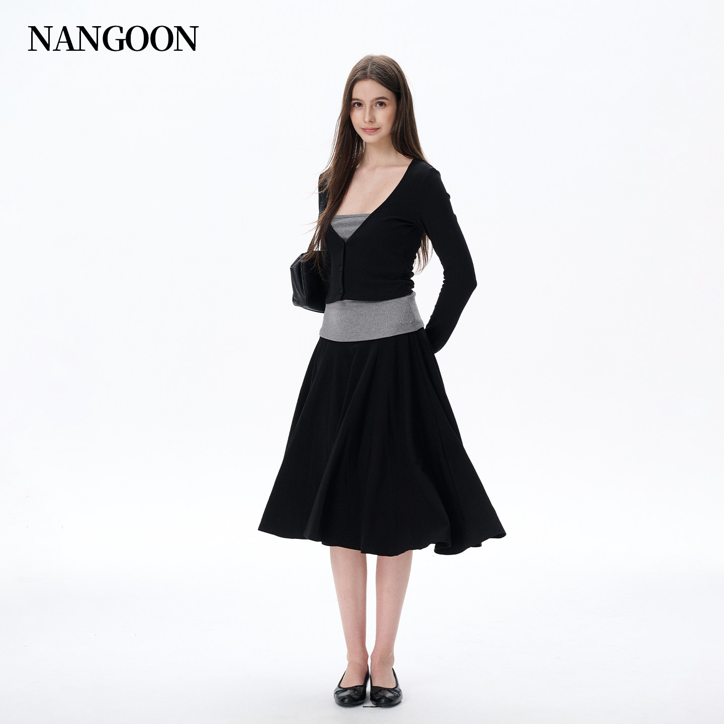 NANGOON拼接假两件针织上衣图片