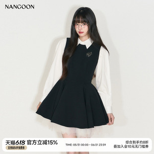 NANGOON 原创设计小众设计感无袖网纱撞色赫本公主风春季连衣裙女