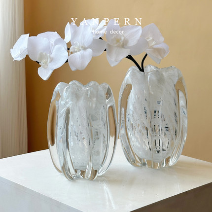 法式玻璃花瓶摆件客厅插花琉璃轻奢高级感水养鲜花玄关餐桌面花器