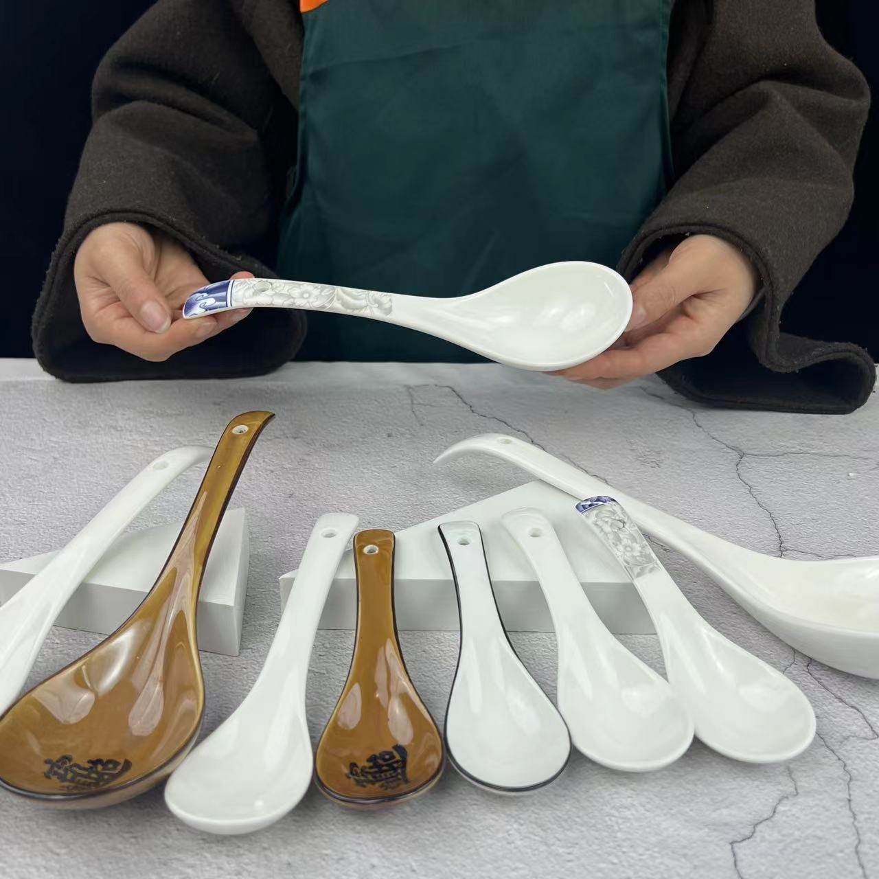 陶瓷盛汤勺+喝汤小勺套装