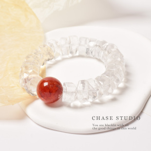 天然白水晶 水晶 红娇花手链女轻奢小众高级感原创手串 CHASE