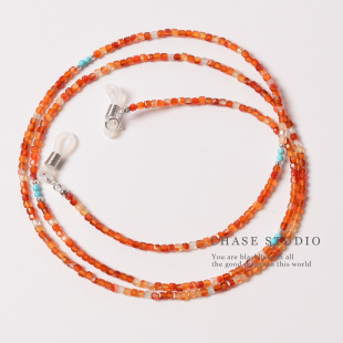 天然红玛瑙眼镜链女原创防丢挂脖气质挂链耳机链 玛瑙 CHASE