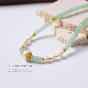 珍珠新中式 原创手作天然东陵玉 东陵玉 项链锁骨链女 CHASE