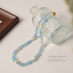 原创设计天然石项链女款 海蓝宝 轻奢高级感锁骨链礼物 CHASE