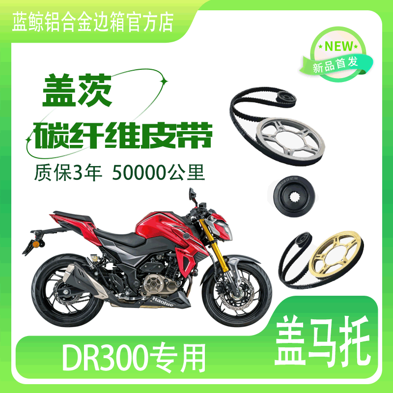 适用于豪爵摩托车DR300链条改装皮带传动美国盖茨碳纤维皮带机车