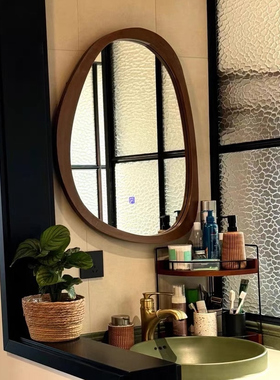 法式复古浴室镜中古风卫生间镜子美式卫浴镜梳妆镜民宿酒店装饰镜