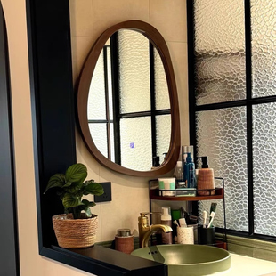 法式复古浴室镜中古风卫生间镜子美式卫浴镜梳妆镜民宿酒店装饰镜