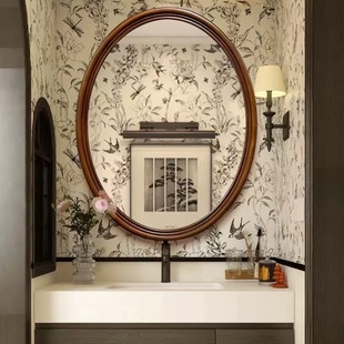 美式复古浴室镜壁挂洗手台中古化妆镜子异形卫生间挂墙卧室装饰镜