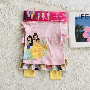 Ai美美 T恤裤 美人鱼公主棉质短袖 子组合套装 7岁超值五件套