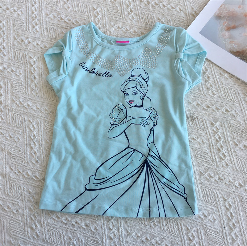 『ai美美』4-5岁 特价 超美灰姑娘钉珠短袖短裙套装 卡通公主t恤