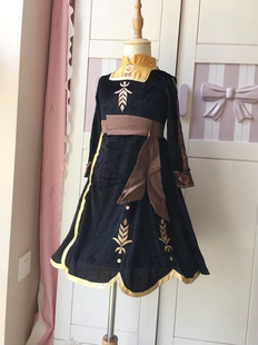 『Ai美美』2-8岁 秋冬 女童 安娜公主炫酷丝绒长袖造型礼服连衣裙